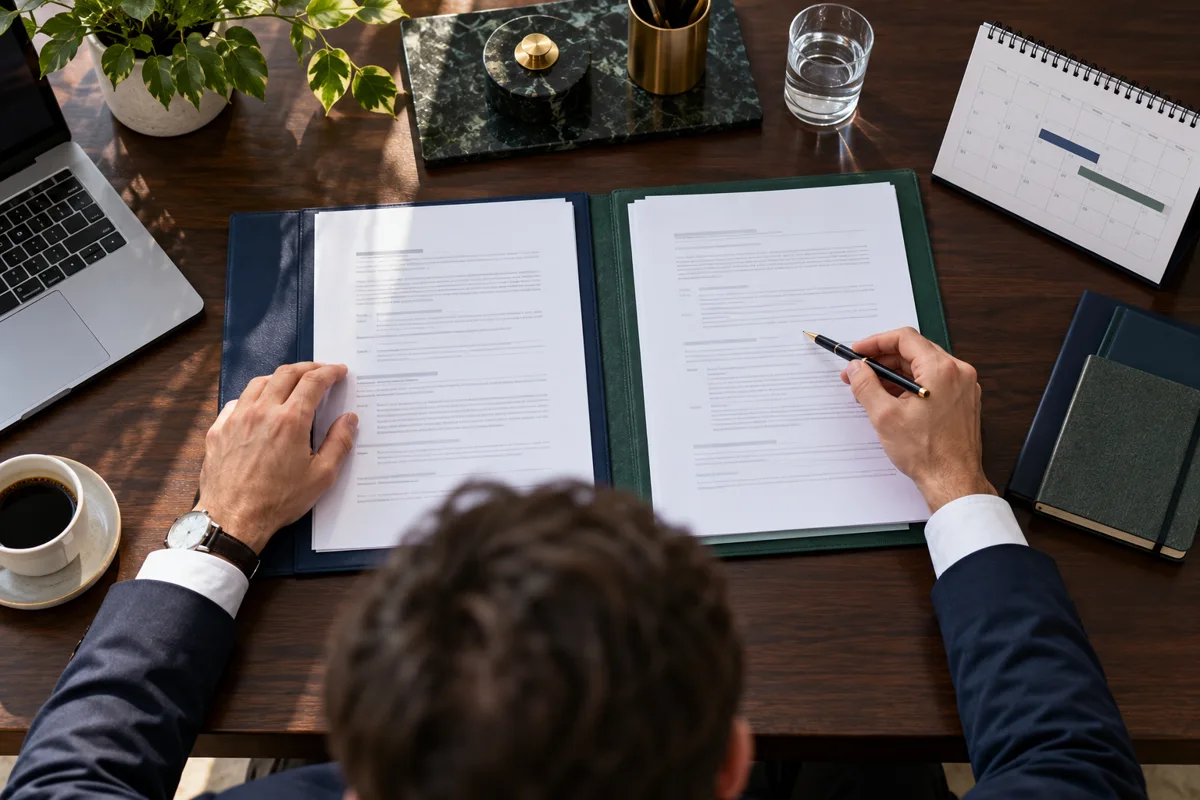 Comparaison de deux dossiers contractuels avec un calendrier